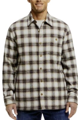 Weatherproof Vintage Men’s Fleece Lined Flannel Shirt Jacket TAN Size XXL 