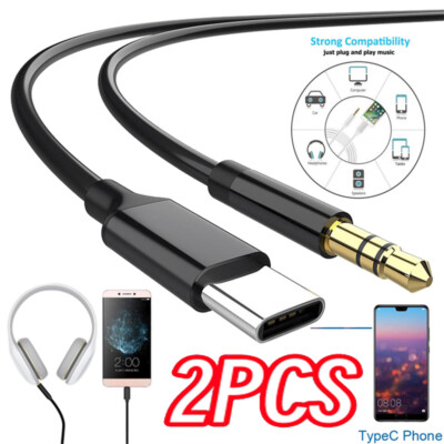 2X USB-C Type C to AUX 3.5mm Cable Audio Adapter For Samsung S24 S23 S22 Ultra