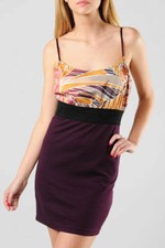 New Women's Small Free People Back Tie Bodycon Purple Orange Graphic Ponte Dress