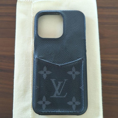 Louis Vuitton iPhone 13 Pro Case Monogram Leather Black Used From Japan - Picture 22 of 24