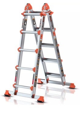 Ladder, a Frame 5 Step Ladder Extension, 17 Ft Anti-Slip Multi Position Ladder, 