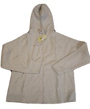 NEW All in Motion Women's Fleece Full Zip Hooded Sweatshirt Heather Grey 2XL
