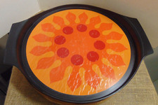 Vtg Rubbermaid 14.75" Turntable Lazy Susan Tray Groovy Red Orange Design MCM