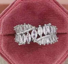 Cluster Ring For Birthday Gift 925 Silver Finish Ring 3 CT Simulated Diamond