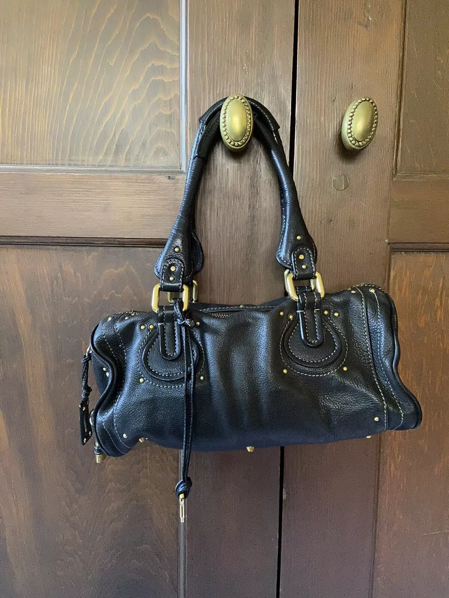 Vintage CHLOE Leather Purse Handbag With Brass Details