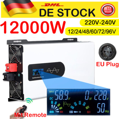6000W 12000W Max 12V 24V 48V - 230V Reiner Sinus Spannungswandler Wechselrichter