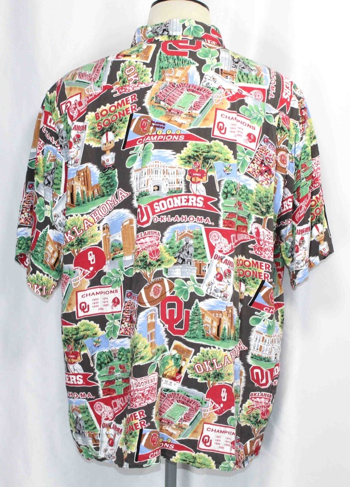 Reyn Spooner Multicolor Oklahoma Sooners Football Print Mens Hawaiian ...