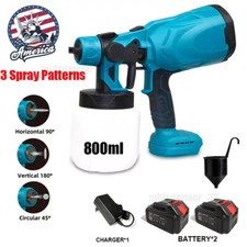 High Pressure Cordless Paint Sprayer Electric Airless HVLP Spray Gun w/2 Battery