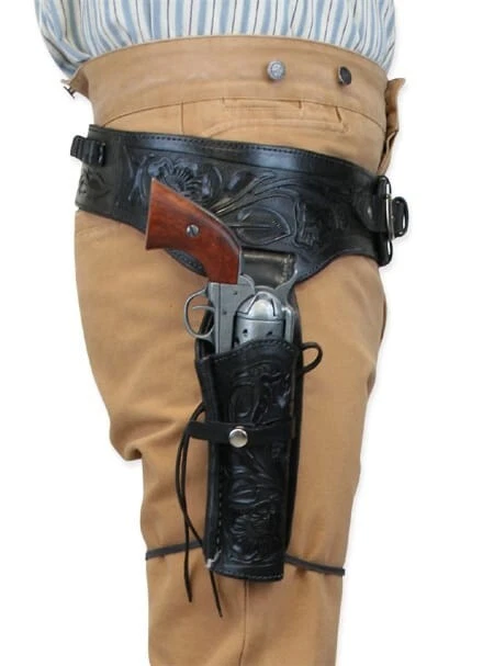 Western Double Gun Holster Belt Revolver Pistol Cowboy .22 .35/357 .44/45 Cal - Image 3 of 4