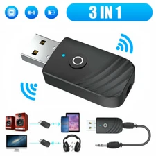Wireless USB Bluetooth 5.0 Audio Transmitter Receiver 3in1 Adapter For Car PC TV