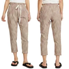 Free People Caraway Crop Pants Drawstring Brown Stripe 2 NWT $78 Light At Sunris