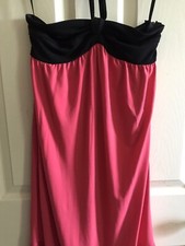 Babydoll Loft Ann Taylor  Ruffle Swing Dress Bl/Pink Shoulderless W/Tie Sz 0 NWT