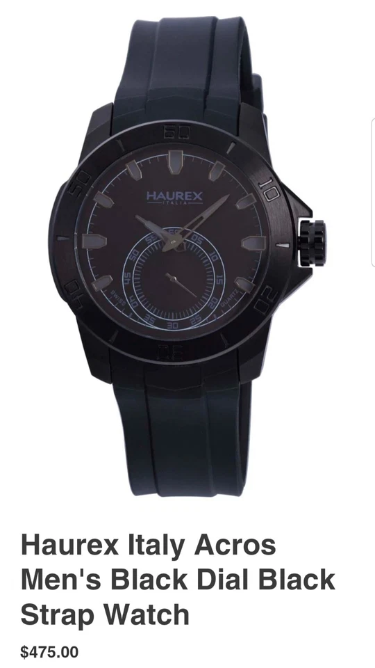 RELOJ PULSERA HAUREX ITALIA ITALY ACROS 3N503UNN NEGRO IP diseñador cuarzo para hombres nuevo en caja Foto 4 de 4