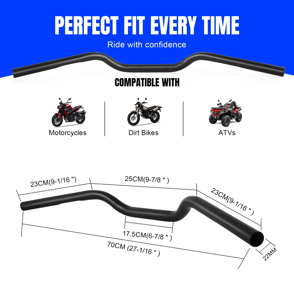 For Suzuki GN125 GN250 GN400T Black Motorcycle 7/8" Drag Bar Handlebar Tracker - Image 2 of 4