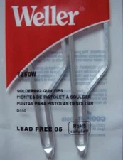 WELLER 7250W STANDARD SOLDERING TIPS 2 PER PACK FOR D550 & D650 GUNS 1853928