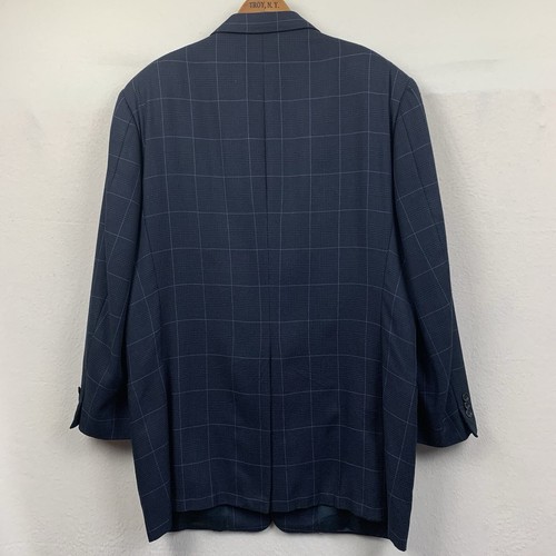 Hickey Freeman Canterbury Blazer Mens 44L Silk Cashmere Plaid Sport Coat Navy - Picture 11 of 11
