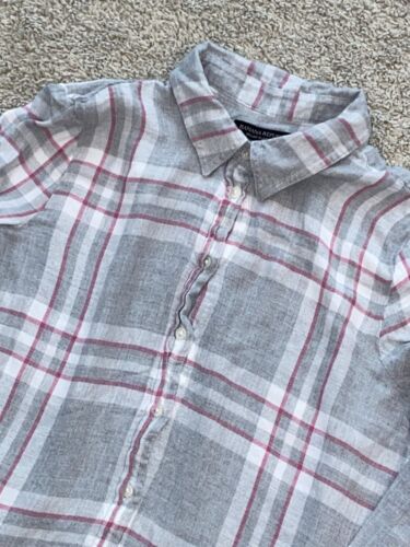 Banana Republic Dillion Classic Fit Button Up Shirt Womens Size Medium Gray Pink