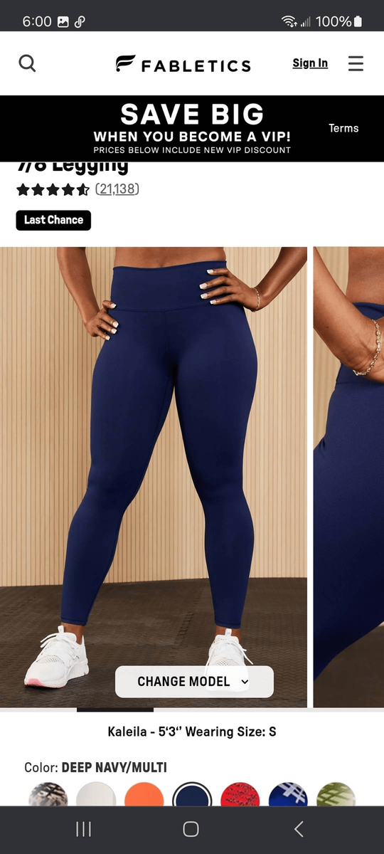 New XS Fabletic Navy Blue Boost PowerHold Kessler II High Waist