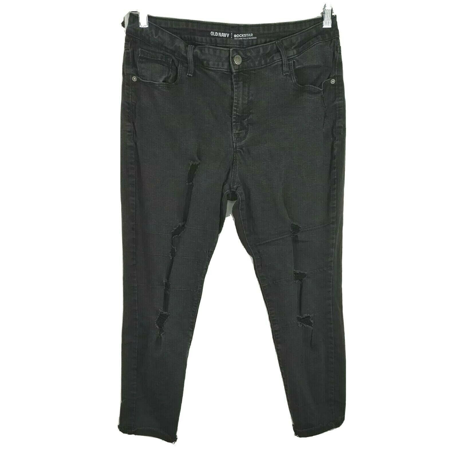 Women Size 16 Ripped Cuffed Raw Hem Black Flaw