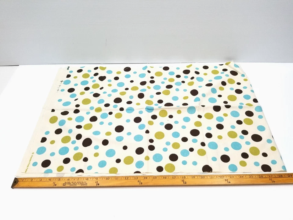 Lot of 4+ Yards Upholstery Fabric 5 Different Fabrics Floral Geometric Polka Dot - Image 2 of 4