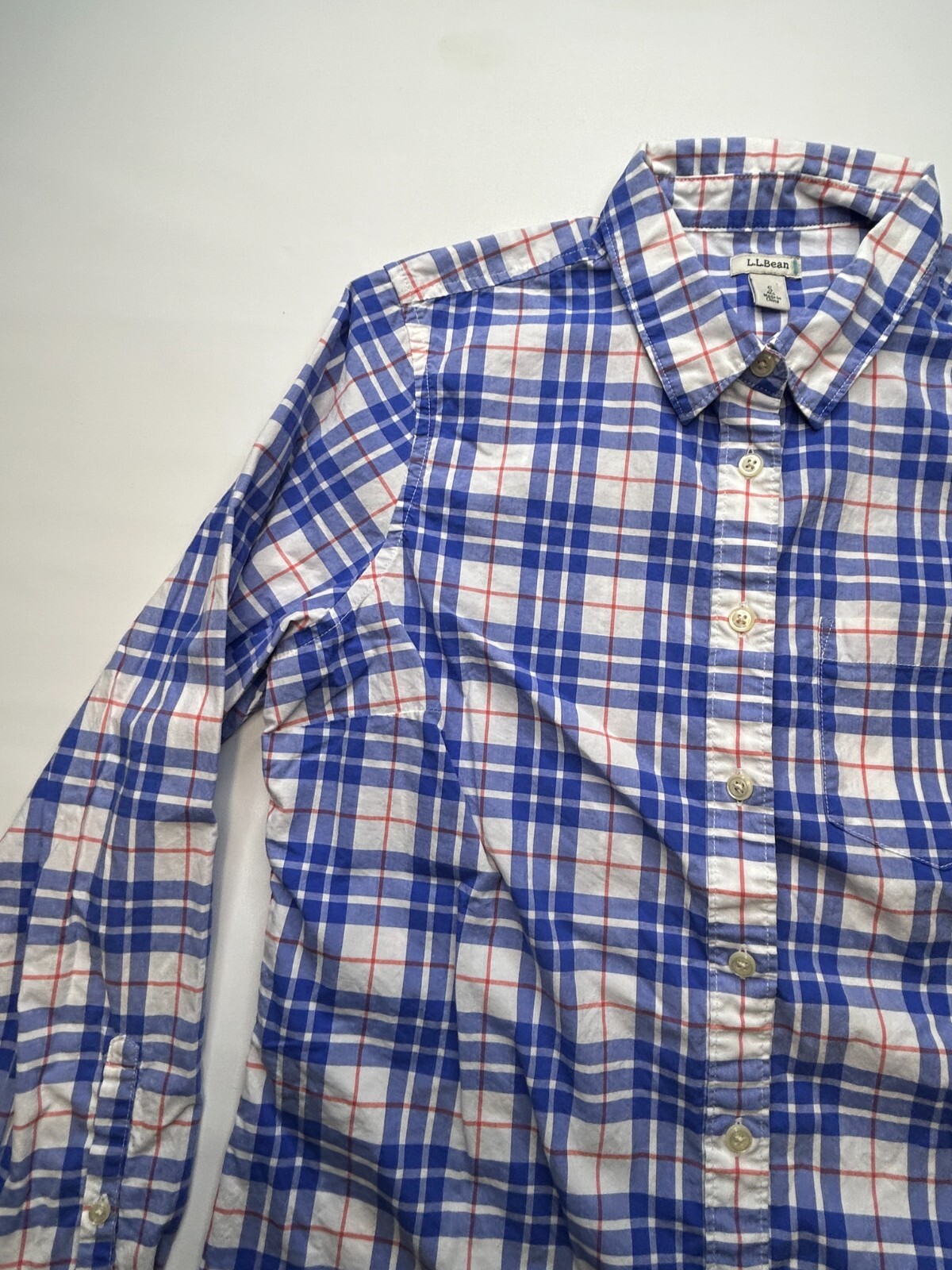 LL BEAN Shirt Small Button Down Collared Top Plai… - image 4