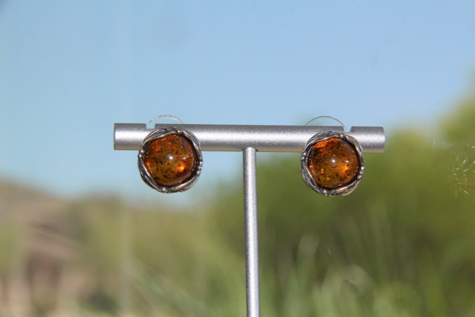 Sterling Silver Amber Post Earrings - image 10