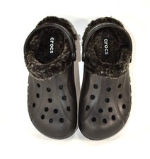 CROCS BAYA LINED FUZZ STRAP CLOG UNISEX BLACK SIZE MENS 6 WOMENS 8