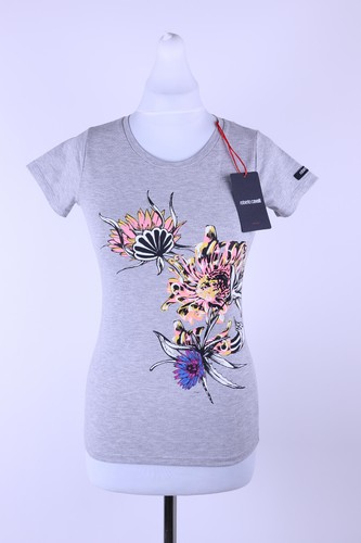 Roberto Cavalli Sport Woman T shirt Crewneck t-shirt jersey Gray SiZE XS NEW