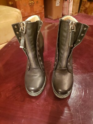 Womens Black Leather Dayton Platform Boots Sz