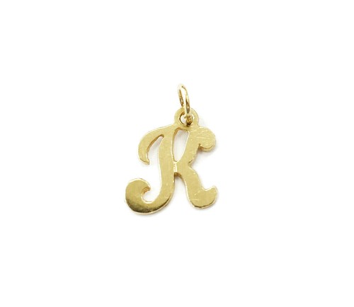 14K Yellow Gold Script Initial Letter K 