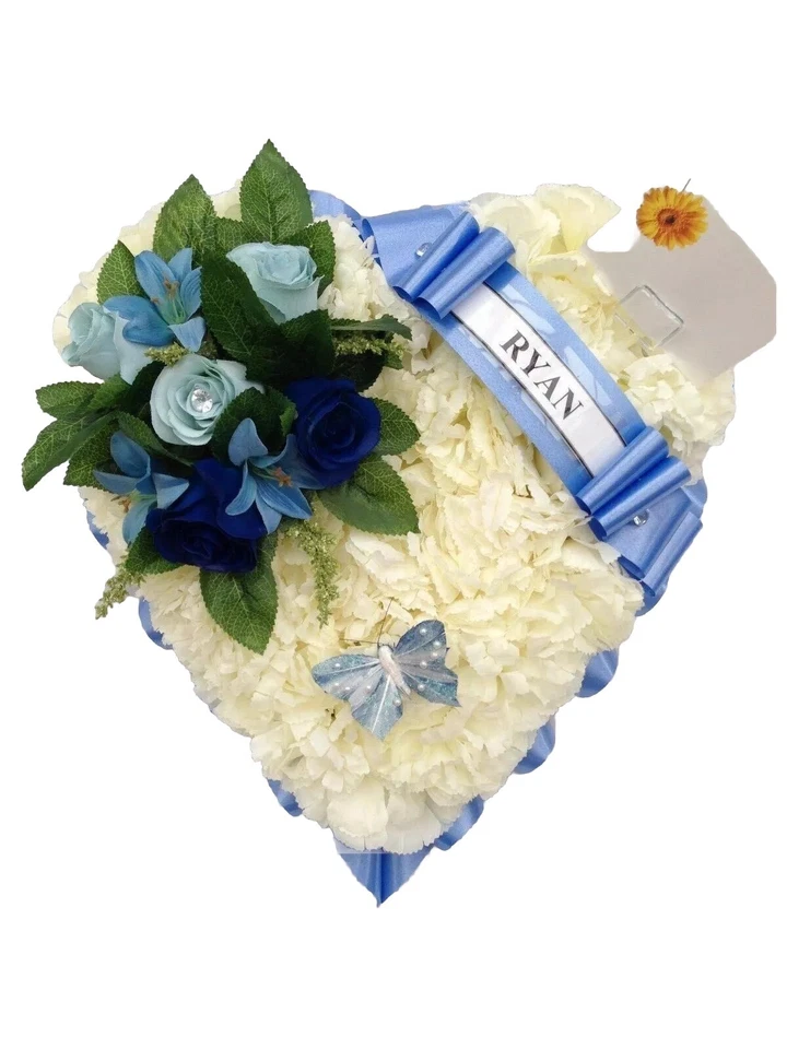 SILKY BOUQUETS LTD. Heart Silk Funeral Flower Artificial Tribute Wreath Memorial Mum Dad Son Nan