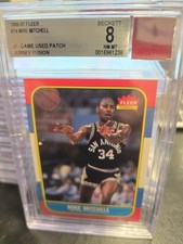 MIKE MITCHELL 1986 86-87 FLEER #74 BGS NM -MINT 8 GAME USED PATCH/SWATCH