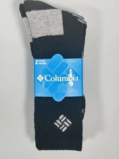 Columbia Men's Wool Blend Crew Socks 2 Pack Black 6-12