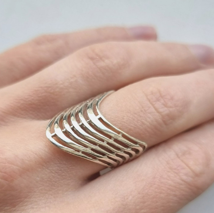 UNIQUE 925 STERLING SILVER  OCEAN WAVES RING SIZE… - image 1