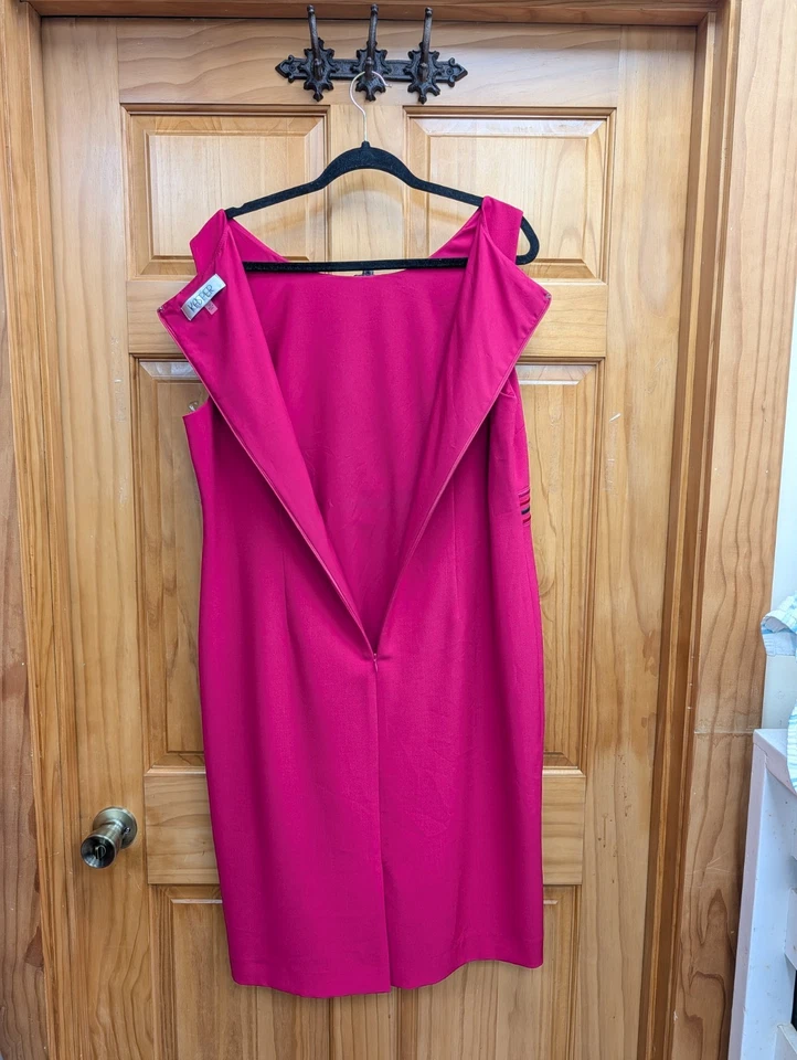 Kasper Hot Pink Size 16 Sheath Fully Lined Sleeveless Dress - Image 4 of 4