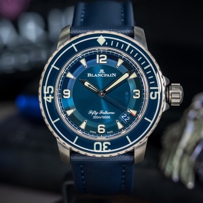Blancpain Fifty Fathoms Blue Dial Titanium 45mm Automatic B&P 5015-12B40-052A