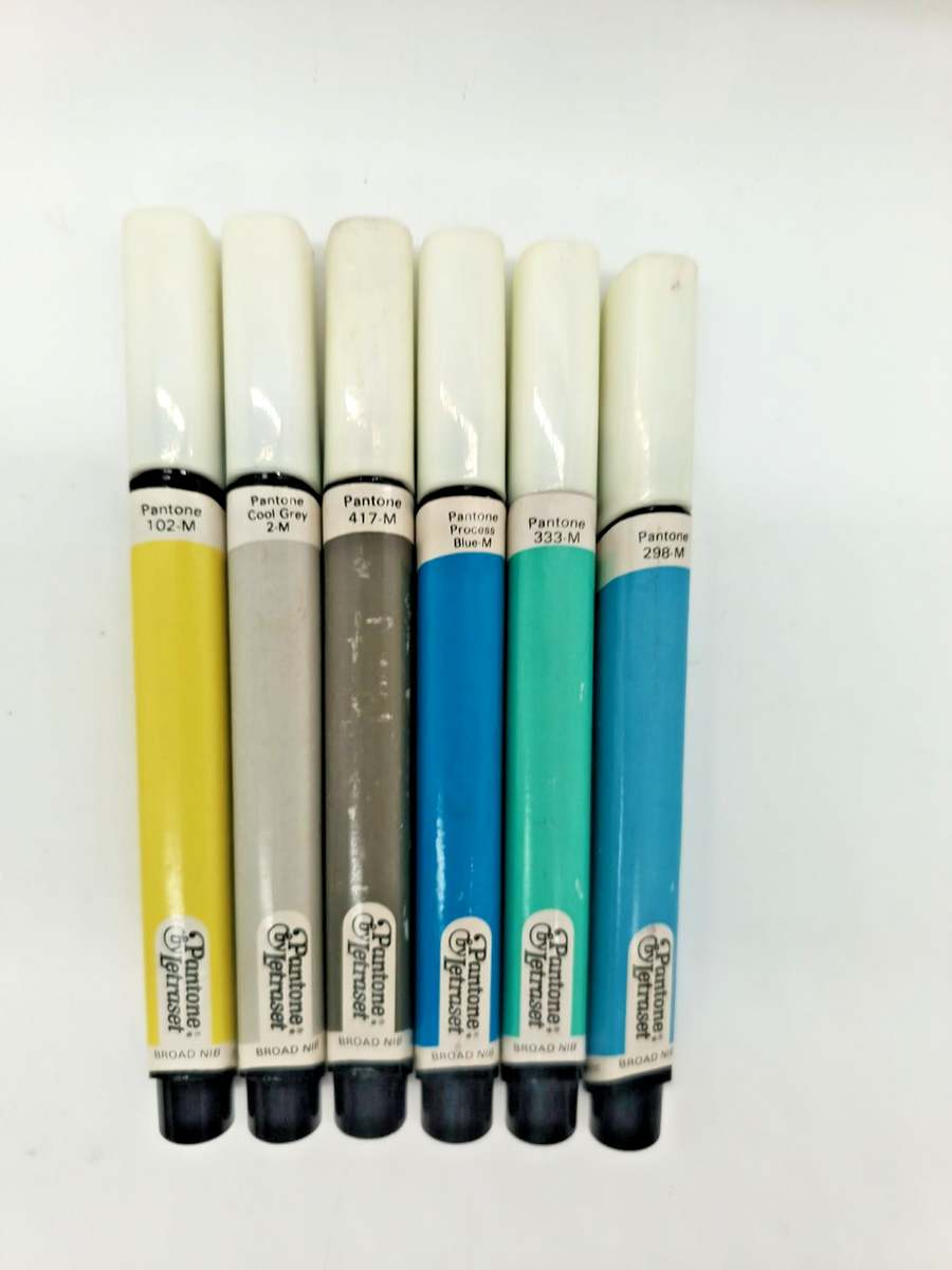 Pantone by Letraset Marker Lot of 6 – Broad Nib – 102, 298, 333