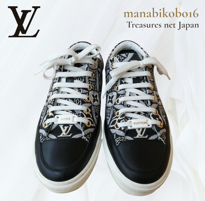 Louis Vuitton Stellar Line Sneakers Monogram Black Women s Shoes Sides