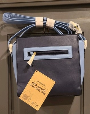 NWT RFID Crossbody Security Bag Travel Smith Leather Purse Airport Safety Safe 