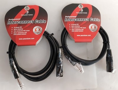 Pair of Pearstone 1/4'' PM-TRSXM06 Professional Interconnect Cable 6ft NEW