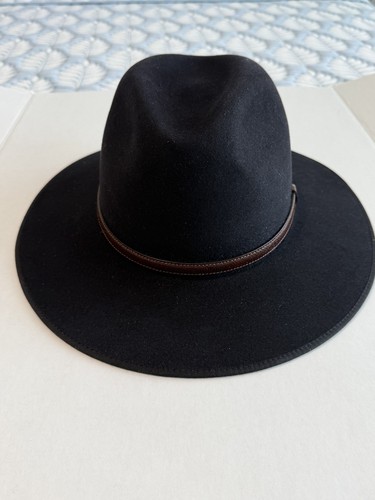 Akubra Coober Pedy Black Fur Felt Outback Hat Size 58 Australia Made