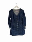 Wrangler Denim Mini Dress Blue Long Sleeve RRP £100 Western Size M 10 12