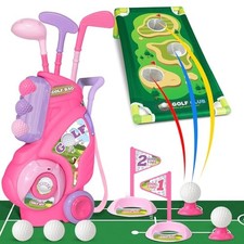 Toddler Golf Set for Boys Girls 2 3 4 Years Old, Upgraded Kids Golf Cart Pink