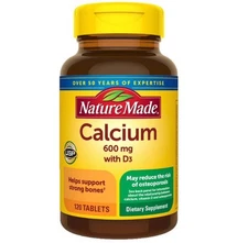 Nature Made Calcium with Vitamin D3 Tablets 600 mg 120 Count