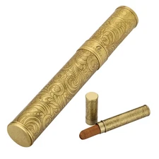 Galiner Vintage Copper Flower Carving Cigar Moisturizing Tube Travel Case Gold