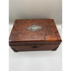 Antique Victorian Wood Box w/ Tin Liner & Brass Corners Tea Caddy Humidor 1890s