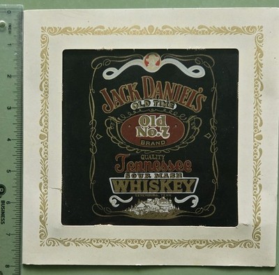 VINTAGE RARE Carnival Fair Glass Mirror Prize 8''x8'' Jack Daniels Old No7 Whiskey