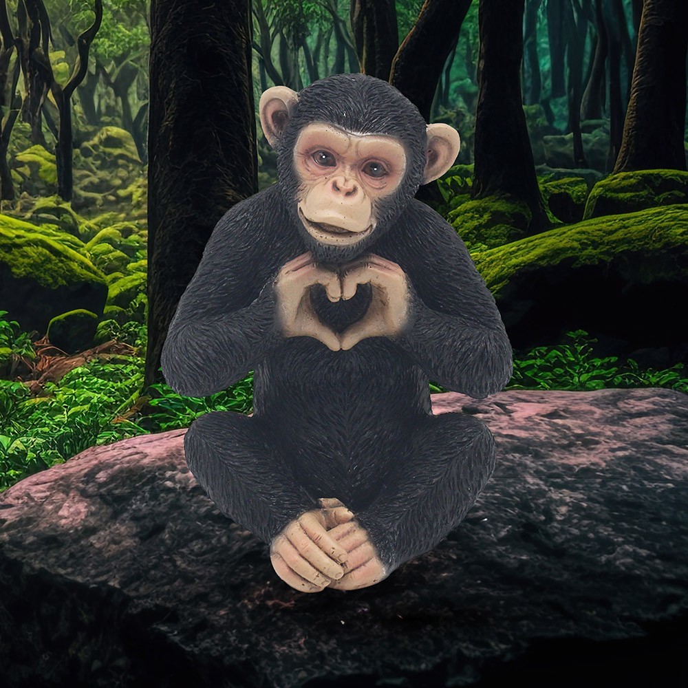 Cheeky Chimp Monkey Love Heart Hands Decorative Ornament Chimpanzee Sculpture