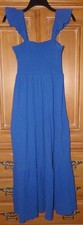 SHEIN WOMENS SIZE L 8-10 BLUE MAXI SLEEVELESS MAXI DRESS TIER RUFFLES