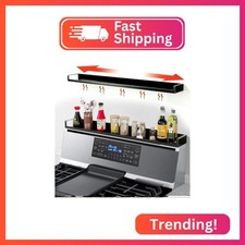 4X Strong Magnetic Stove Top Shelf, Adjustable 15-30 Inches, Matte Black